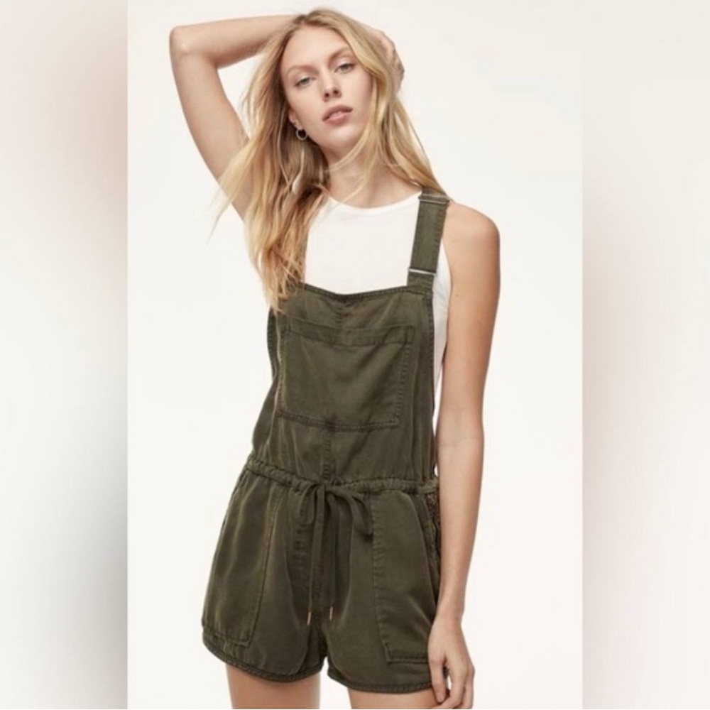 Aritzia green short overalls